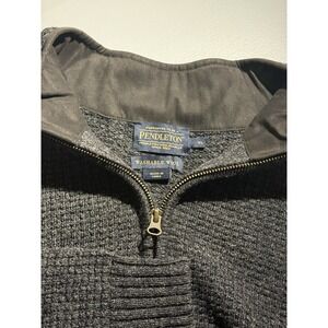 Pendleton Washable Wool Cardigan Sweater Full Zip, Black, XL